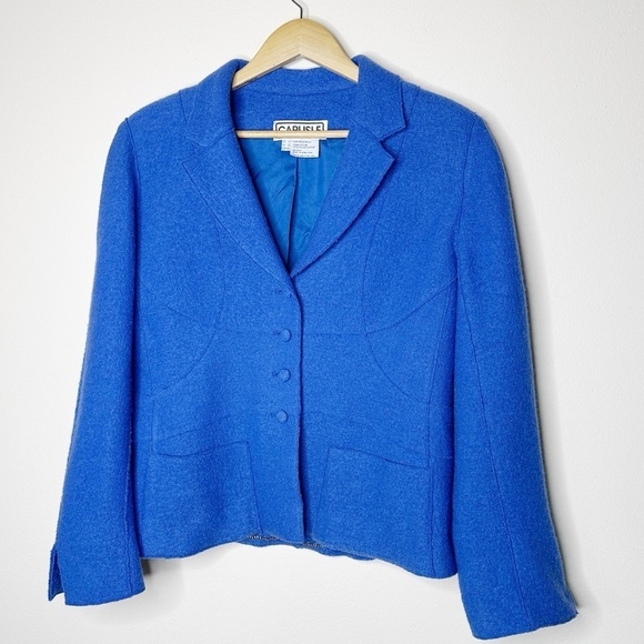 Vintage Carlisle Boiled Wool Jacket in Blue Size US 10 - Picture 1 of 8